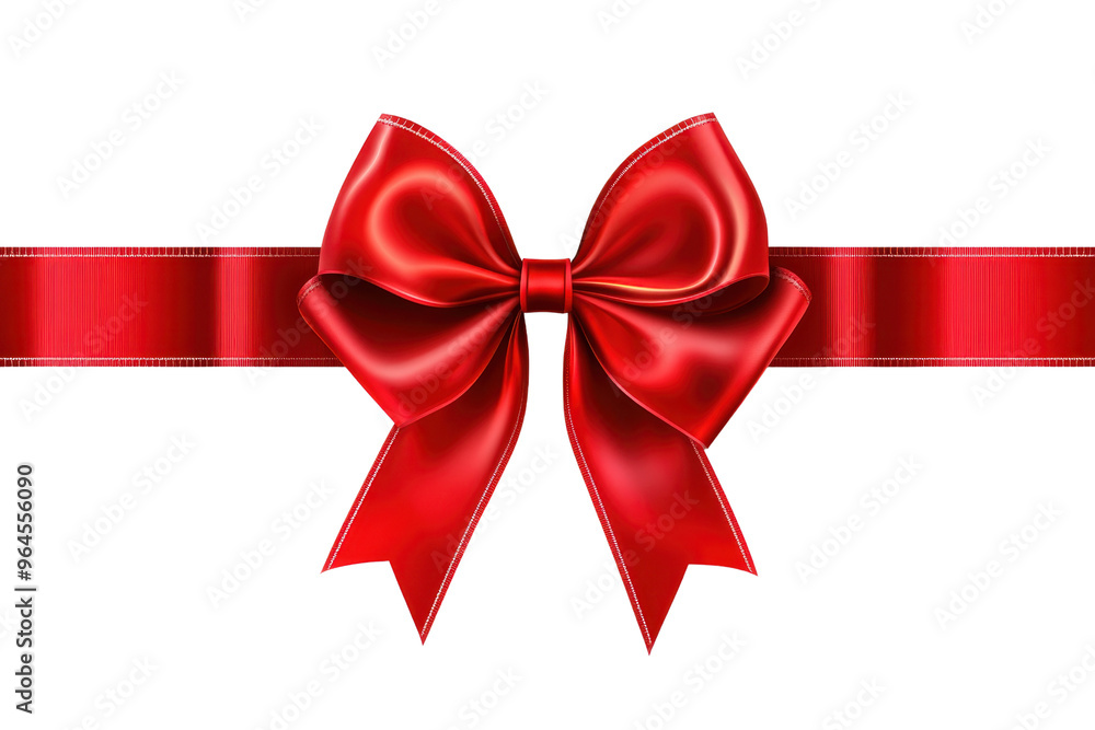 Fototapeta premium Elegant red ribbon and bow on transparent background. perfect for gift wrapping, holiday decorations, and festive celebrations.