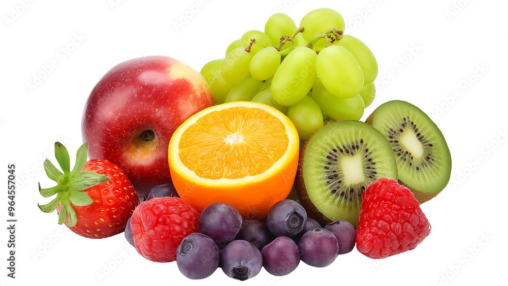 Fresh fruits :strawberries, apples,raspberry,blueberry, kiwi, oranges,cherries,pineapple, banana and grapes isolated on a transparent background. Fresh fruits :strawberries, apples,raspberry,blueberry, kiwi, oranges,cherries,pineapple, banana and grapes isolated on a transparent background.