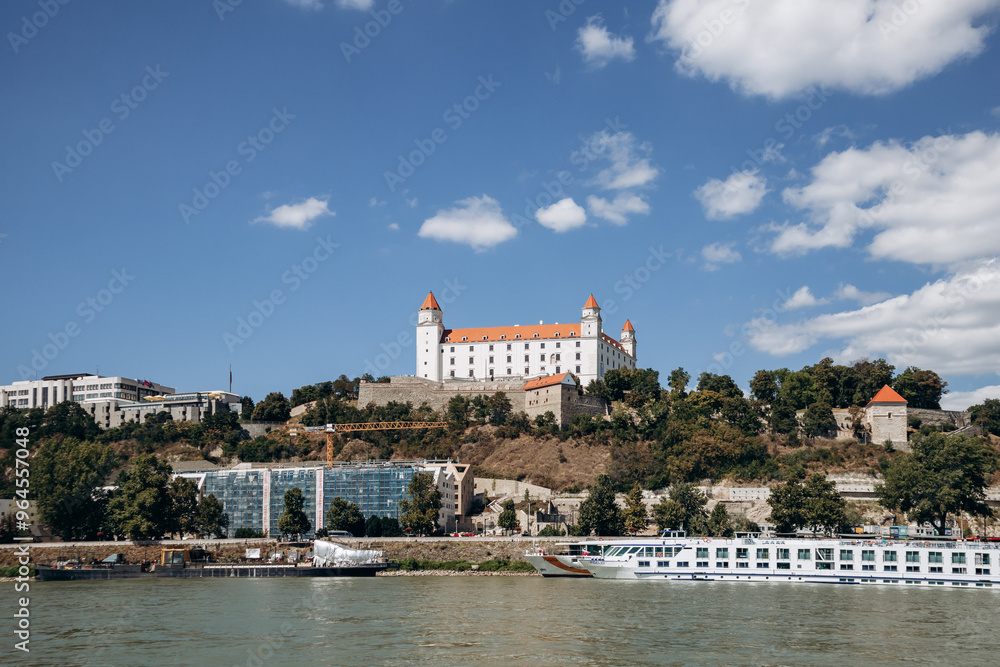 Fototapeta premium View of the center of Bratislava from the Danube