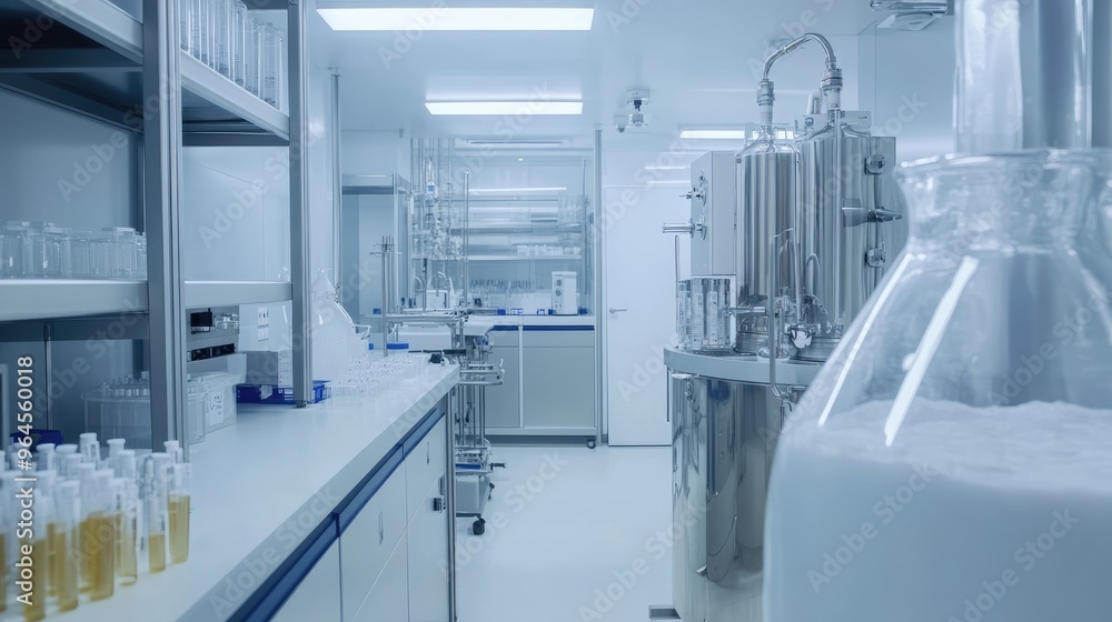 Advanced bioprocessing systems in a biotechnology lab, offering flexible, cost-effective solutions with minimized contamination risks. Advanced bioprocessing systems in a biotechnology lab, offering flexible, cost-effective solutions with minimized contamination risks.