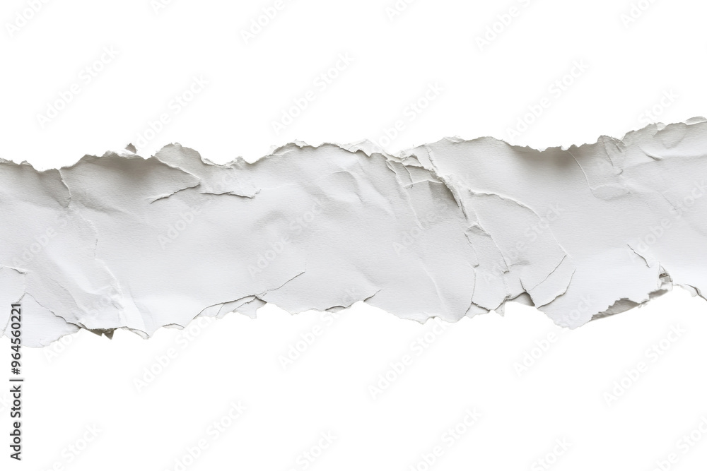 Torn white paper with rugged edges isolated on a transparent background. Perfect for creative designs, scrapbooks, and art projects.