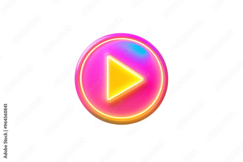 Vibrant neon play button icon with glowing colors, perfect for multimedia projects or modern web design. Vibrant neon play button icon with glowing colors, perfect for multimedia projects or modern web design.