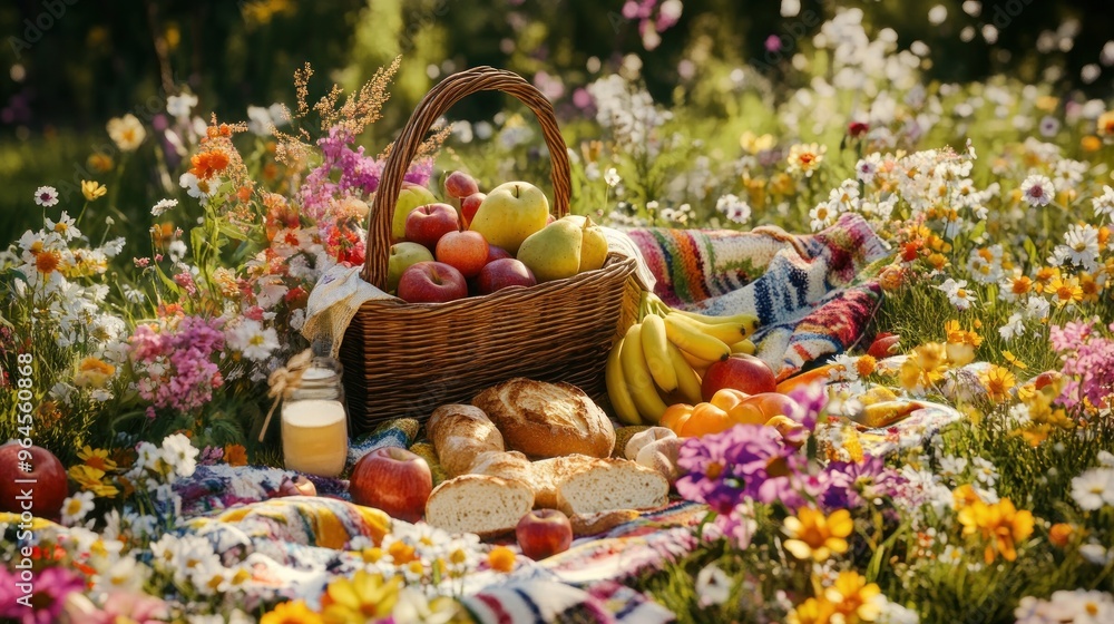 Summer Picnic in a Flower Field Summer Picnic in a Flower Field
