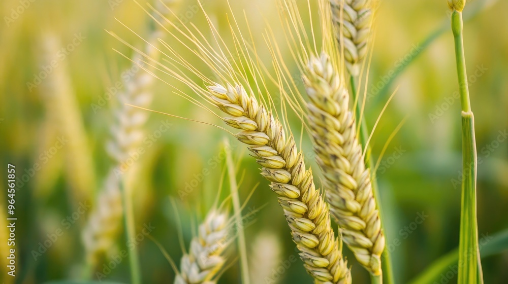 Close-up of resilient crops, enhanced through genetic modification, standing strong against climate change impacts. Close-up of resilient crops, enhanced through genetic modification, standing strong against climate change impacts.