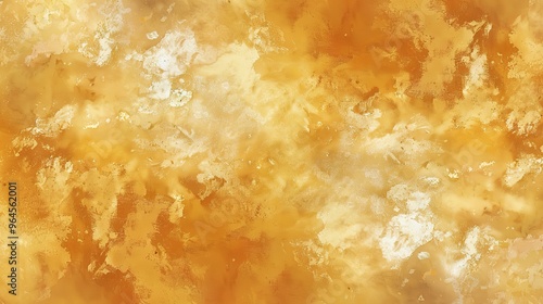 A magnificent texture of a golden watercolor forms a captivating background. The golden hue shimmers and glows, creating a luxurious and warm feel. The texture is rich and unique, with the watercolor 