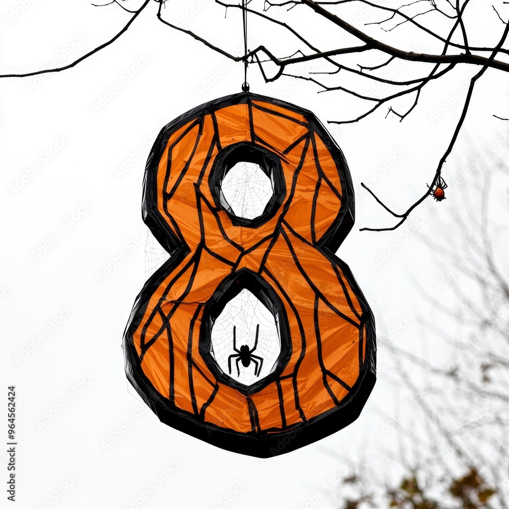 Halloween Decoration Number Eight with Spiderweb Halloween Decoration Number Eight with Spiderweb