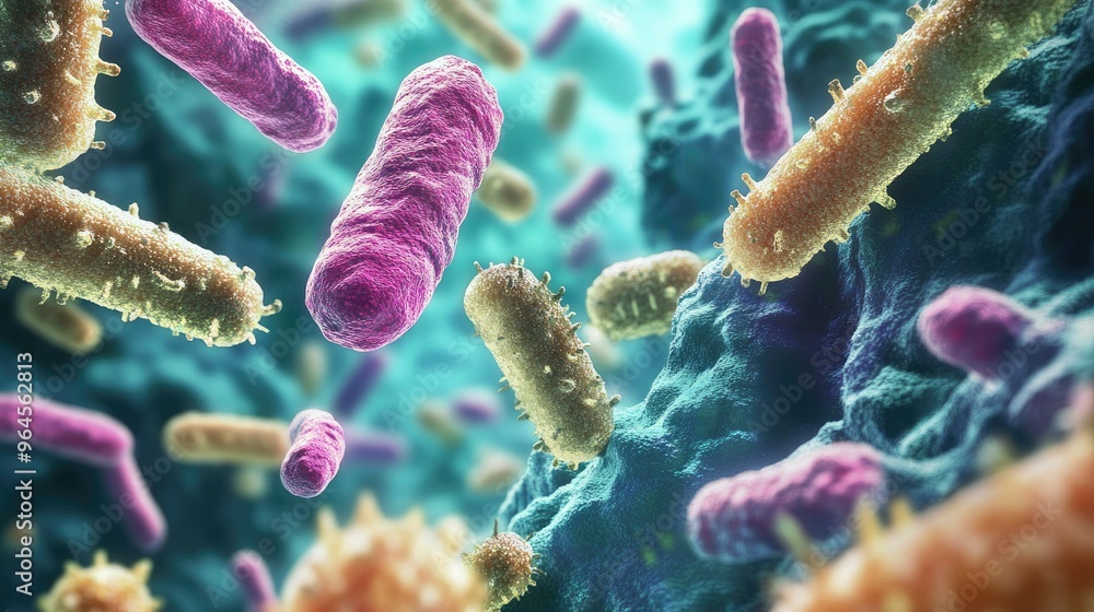 Germs and pathogens with clear area for health information Germs and pathogens with clear area for health information