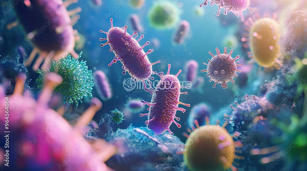 High-definition depiction of germs with text area High-definition depiction of germs with text area