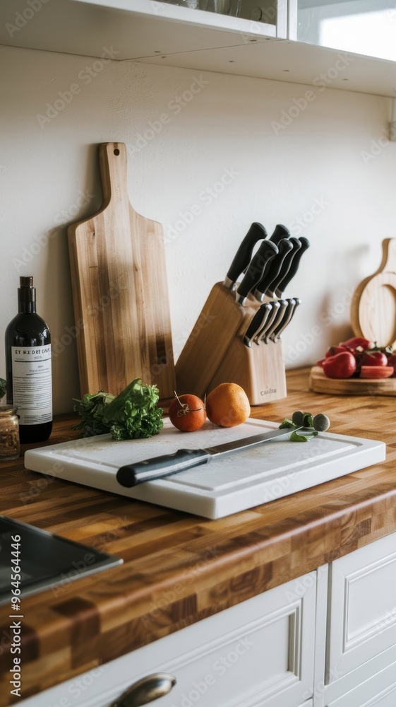 A Beautifully Crafted Minimalist Kitchen With Modern Details and Natural Light at Midday. Generative AI A Beautifully Crafted Minimalist Kitchen With Modern Details and Natural Light at Midday. Generative AI