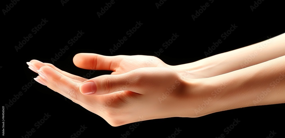 Close up of two hands cupped together, symbolizing giving, receiving, or prayer. Isolated on a black background. Close up of two hands cupped together, symbolizing giving, receiving, or prayer. Isolated on a black background.