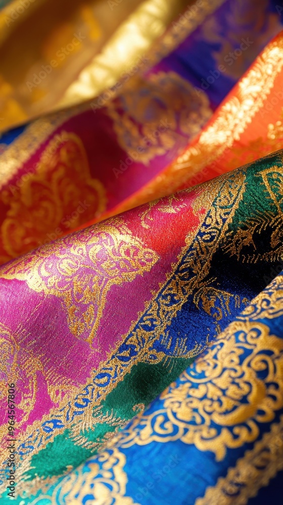 Vibrant Traditional Thai Silk Pattern Background Vibrant Traditional Thai Silk Pattern Background