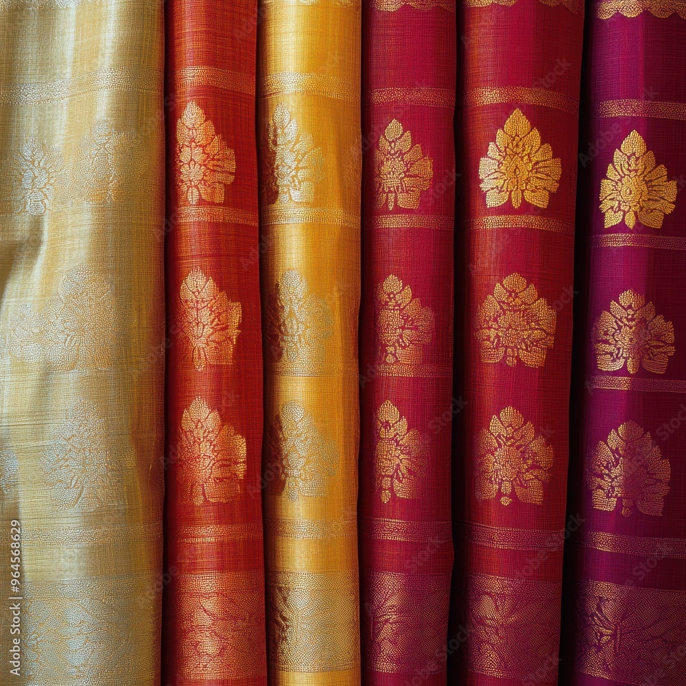 Exquisite Thai Silk with Rich Gold and Maroon Patterns for Vibrant Backgrounds Exquisite Thai Silk with Rich Gold and Maroon Patterns for Vibrant Backgrounds