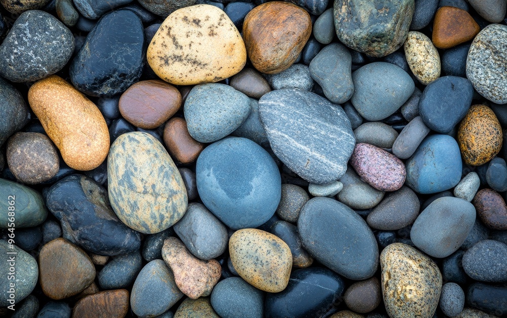 A close-up view of various smooth, colorful stones arranged naturally. A close-up view of various smooth, colorful stones arranged naturally.