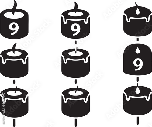 Tea Light Minimalist Black Silhouette Vector Collection