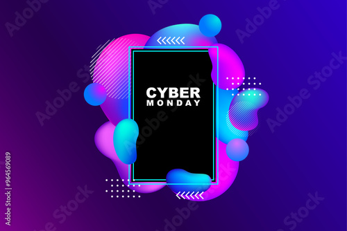 cyber monday banner design for advertisement with gradient colors and liquid shape