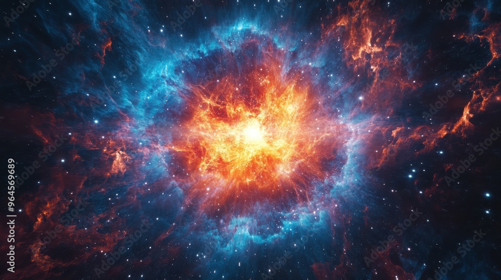 Stunning cosmic explosion showcasing vibrant colors and stellar clouds, representing the beauty and mystery of the universe. Stunning cosmic explosion showcasing vibrant colors and stellar clouds, representing the beauty and mystery of the universe.