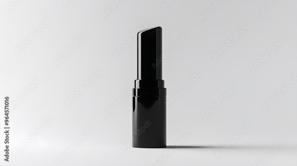 Matte Lipstick Tube: A matte black lipstick tube standing upright on a white background, with minimal reflections and clean lines.
Matte Lipstick Tube: A matte black lipstick tube standing upright on a white background, with minimal reflections and clean lines.
