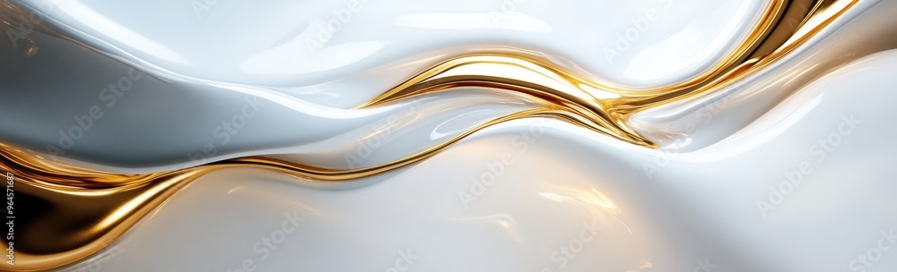 Obraz premium A Theme, white-themed background with subtle gold accents and smooth curves for a luxurious, clean look 