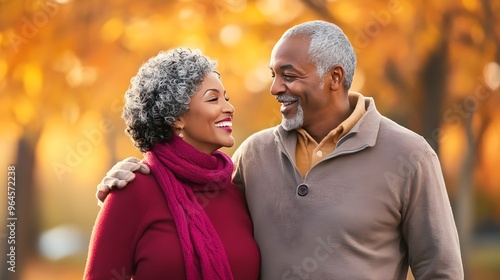 Elderly Couple Walking Happ...