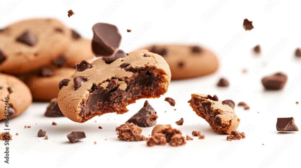 A chocolate chip cookie with a bite taken out of it, AI A chocolate chip cookie with a bite taken out of it, AI