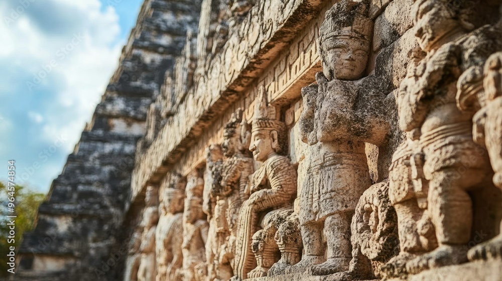 custom made wallpaper toronto digitalThe ancient stone reliefs of Chichen Itza, depicting scenes of sacrifice and Mayan mythology.