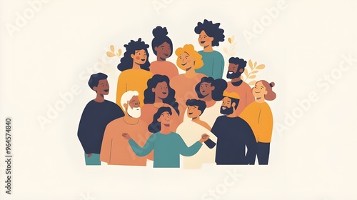 An illustration depicting a diverse group of people, symbolizing unity and diversity