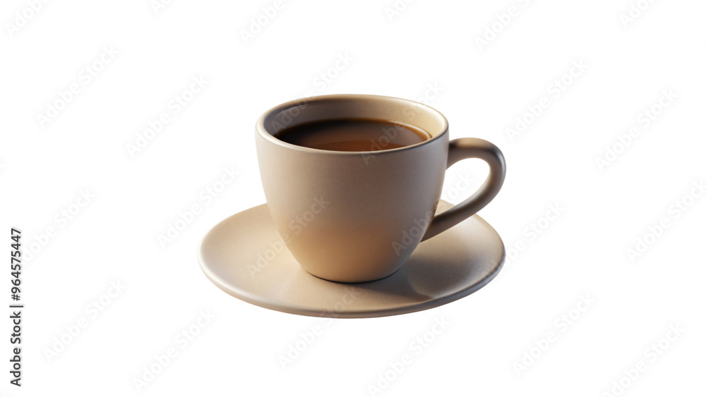 Isolated cup filled with dark coffee, perfect for a morning caffeine fix Isolated cup filled with dark coffee, perfect for a morning caffeine fix