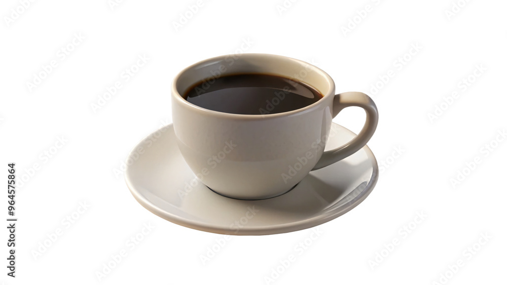 Isolated cup filled with dark coffee, perfect for a morning caffeine fix Isolated cup filled with dark coffee, perfect for a morning caffeine fix