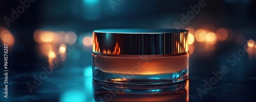 Luxury Glass Jar with Cream on Dark Background