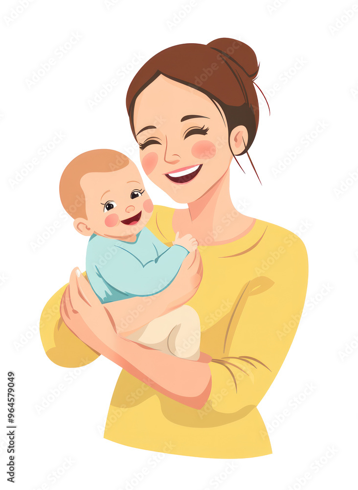 mother and child, a woman holding her baby smiling happily mother and child, a woman holding her baby smiling happily