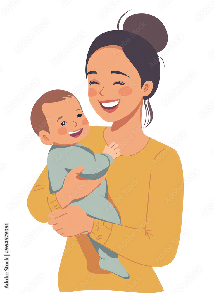 mother and child, a woman holding her baby smiling happily mother and child, a woman holding her baby smiling happily