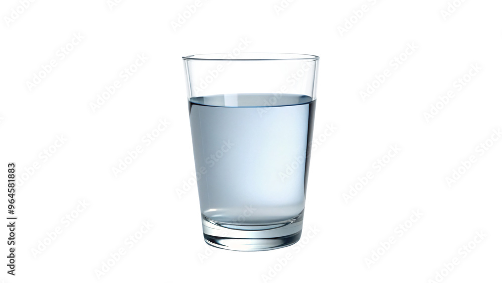 Crystal-clear glass of water, isolated on pure white background, reflecting the light Crystal-clear glass of water, isolated on pure white background, reflecting the light