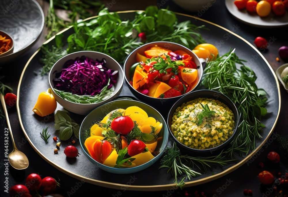 vibrant culinary creations presented colorful containers showcasing array fresh ingredients beautifully arranged dishes, bowl, plate, arrangement, cuisine vibrant culinary creations presented colorful containers showcasing array fresh ingredients beautifully arranged dishes, bowl, plate, arrangement, cuisine