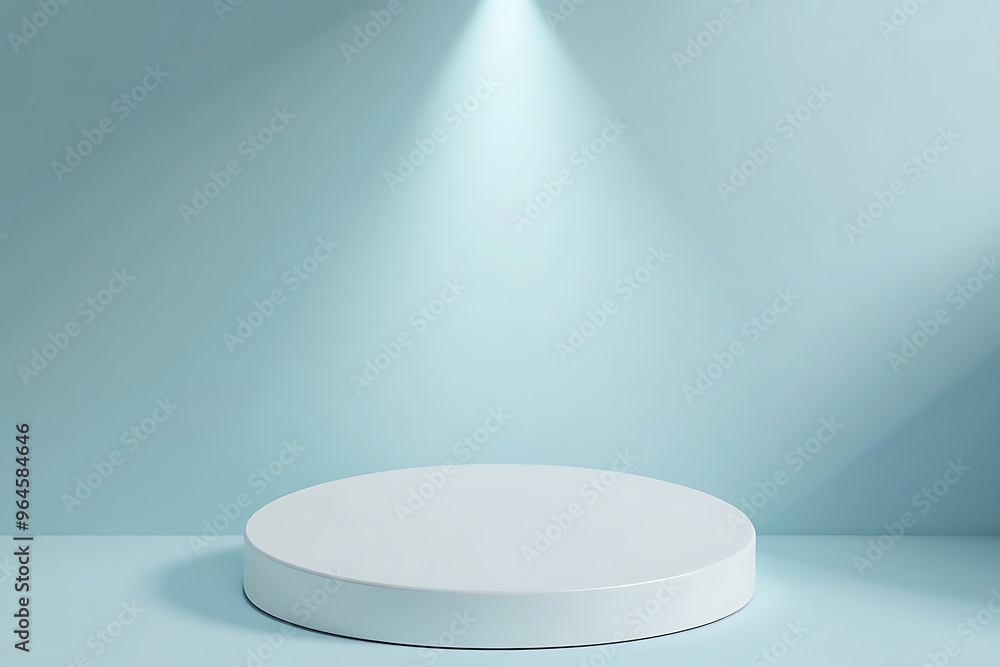 podium of an round shape against a light blue wall with beautiful backlighting trendy modern background podium of an round shape against a light blue wall with beautiful backlighting trendy modern background