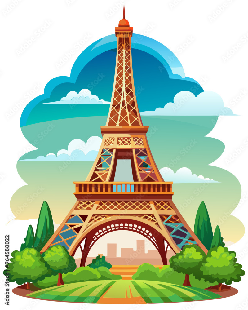 Obraz premium eiffel tower vector art, eiffel tower illustration, graphics eiffel tower icon