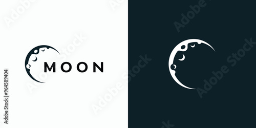 Crescent moon shape vector logo design with modern, simple, clean and abstract style. Icon for business, research and personal branding.