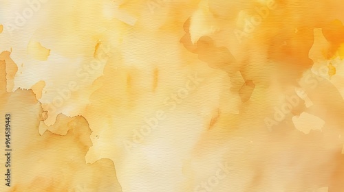 A magnificent texture of a golden watercolor forms a captivating background. The golden hue shimmers and glows, creating a luxurious and warm feel. The texture is rich and unique, with the watercolor 