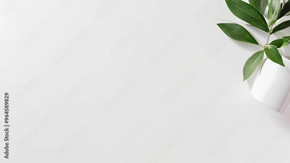 Nature-inspired eco-friendly vector design of a white flower in a vase, framed by lush green leaves and branches, perfect for spring and summer projects Nature-inspired eco-friendly vector design of a white flower in a vase, framed by lush green leaves and branches, perfect for spring and summer projects