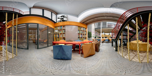 360 degrees view of working office interior