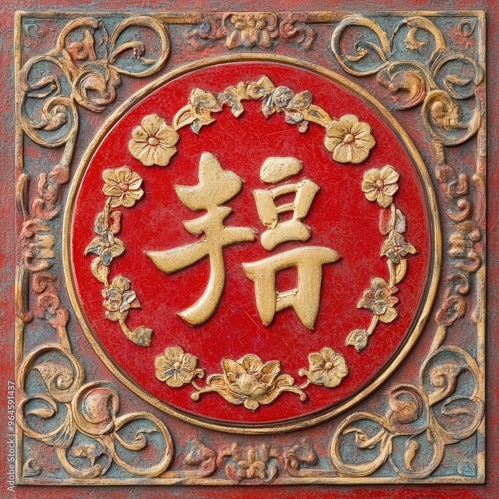 This ornate relief features intricate designs and symbolic characters, showcasing traditional artistry and cultural heritage. This ornate relief features intricate designs and symbolic characters, showcasing traditional artistry and cultural heritage.