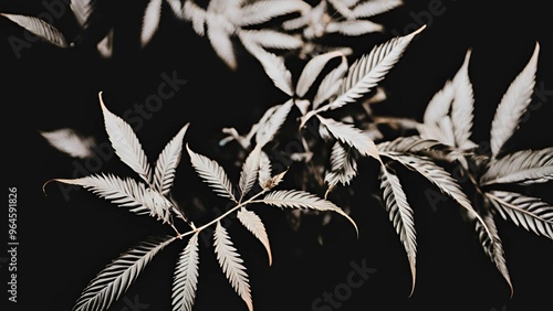 Wallpaper Mural Black and white photo of a green cannabis leaf isolated on a white background Torontodigital.ca