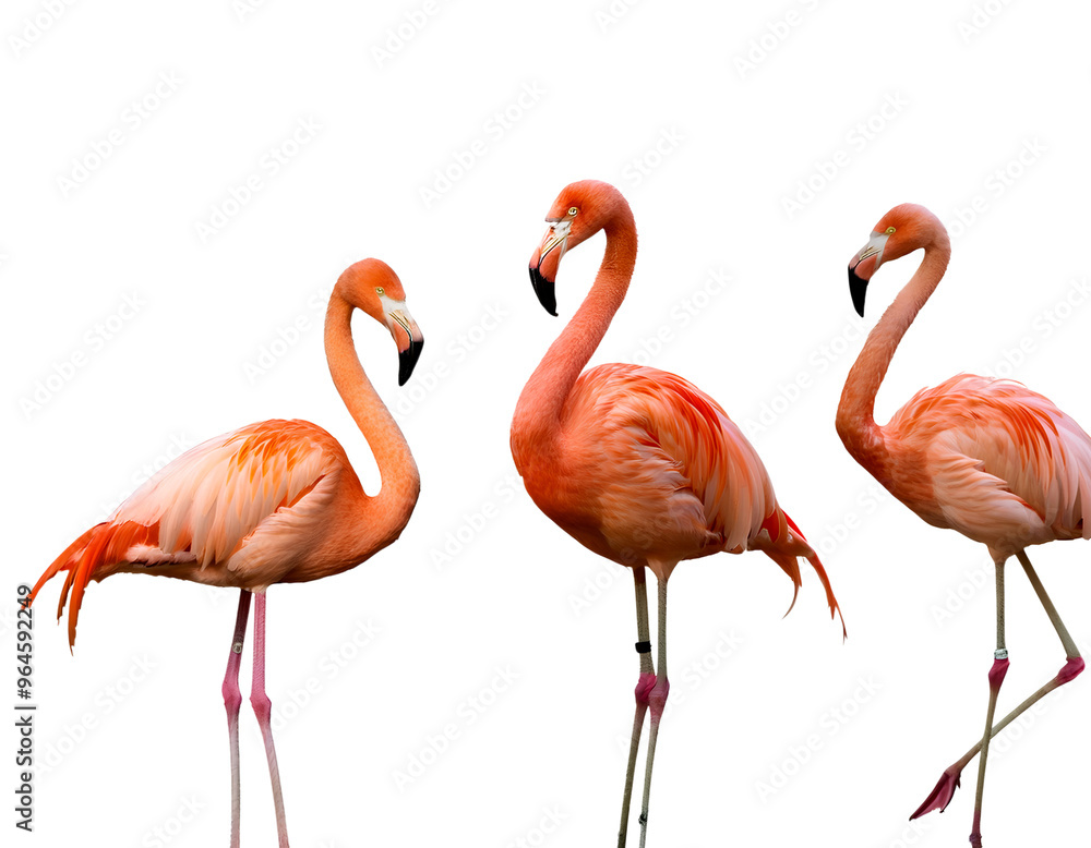 Obraz premium A collection of nicely positioned pink flamingos that are carved out 