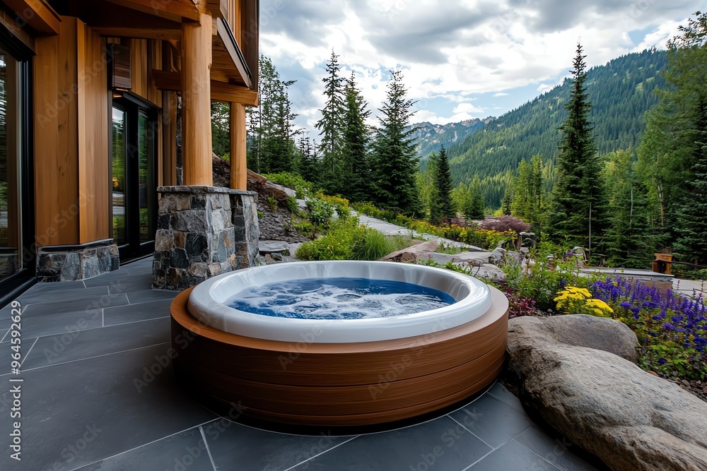 Outdoor bathtub, hot tub feature, best of both worlds combines the soothing warmth of a hot tub with the relaxation of a bathtub Outdoor bathtub, hot tub feature, best of both worlds combines the soothing warmth of a hot tub with the relaxation of a bathtub