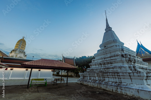 Background of the religious tourist attraction Wat Phra Si Rattana Mahathat Woramahawihan, there is a pair of Buddhist statues in Phitsanulok, tourists always come to pay homage. photo