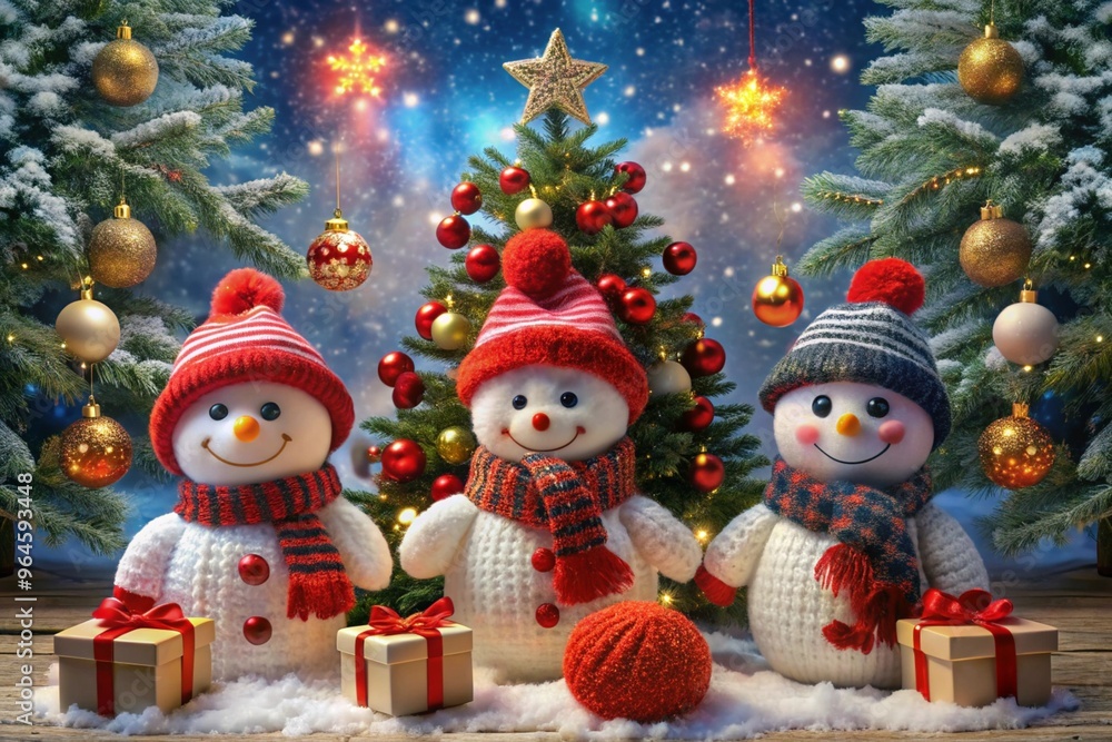 snowman and christmas tree snowman and christmas tree