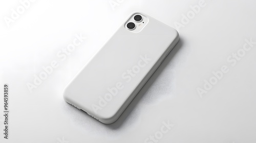 Simple Phone Case: A plain, white phone case with a minimalist design, lying flat on a white background, with crisp shadows for definition. 