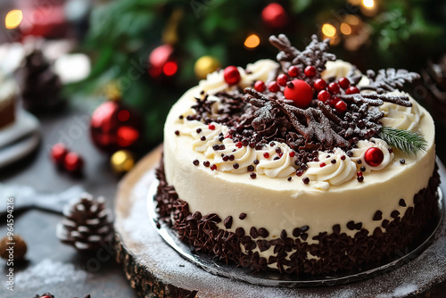 christmas cake with berries