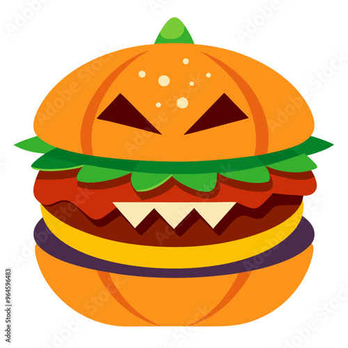 Halloween burger vector art illustration