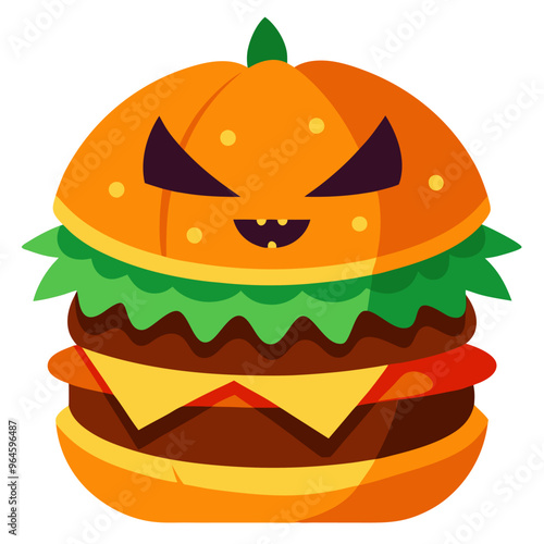 Halloween burger vector art illustration