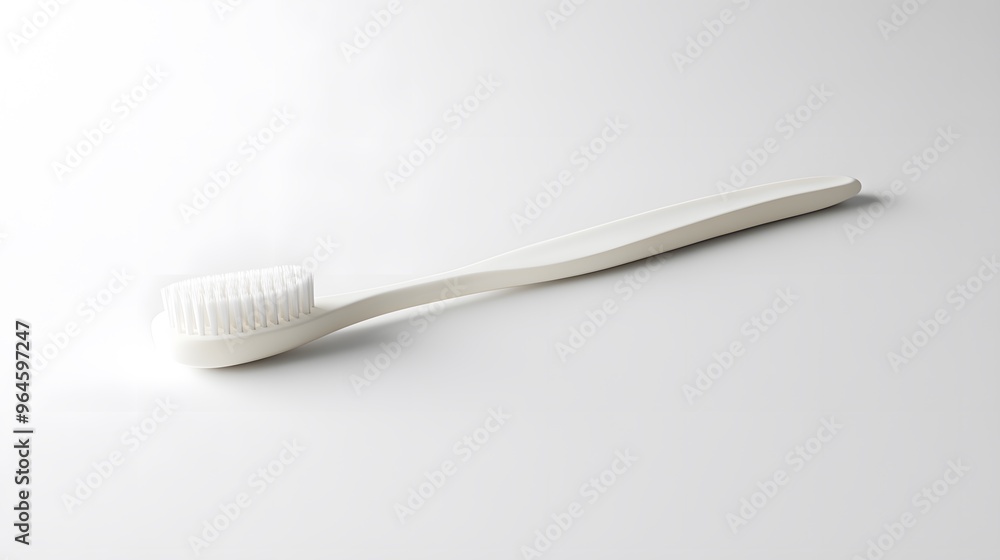 Simple Toothbrush: A plain, white toothbrush with a minimalist design, lying flat on a white background, with a soft shadow beneath it.
Simple Toothbrush: A plain, white toothbrush with a minimalist design, lying flat on a white background, with a soft shadow beneath it.